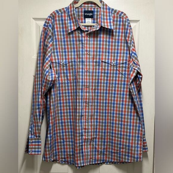Men’s Wrangler Performance Snap Long Sleeve Plaid Shirt. Size 2XL - Picture 1 of 8